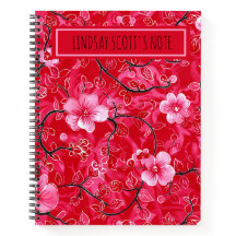 Joli cahier floral rose personnalisé avec monogram