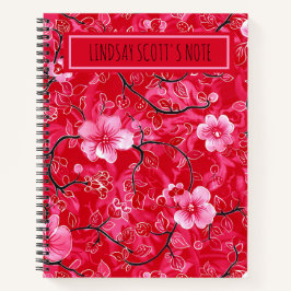 Joli cahier floral rose personnalisé avec monogram