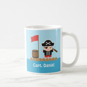 Joli capitaine pirate, radeau océanique, mug préno