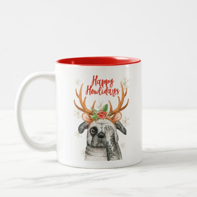 Joli Carlin de chien de Noël deux tontes Mug (Gauche)