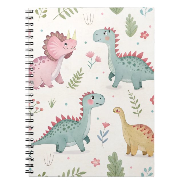Joli Carnet de dinosaures aquarelle pour enfants (Devant)