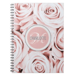 Joli carnet de nom monogrammé rose pâle