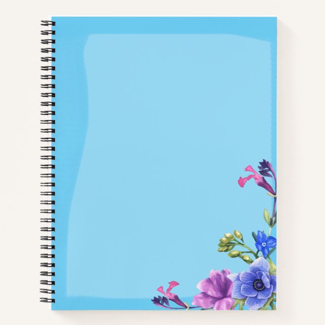 Joli Carnet Floral Turquoise - Lien Spiral (Devant)