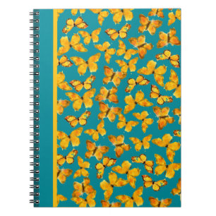 Joli Carnet Spiral, Papillons d'or sur Turquoise