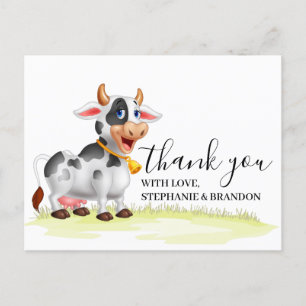Joli Carte de remerciements de vache caricature