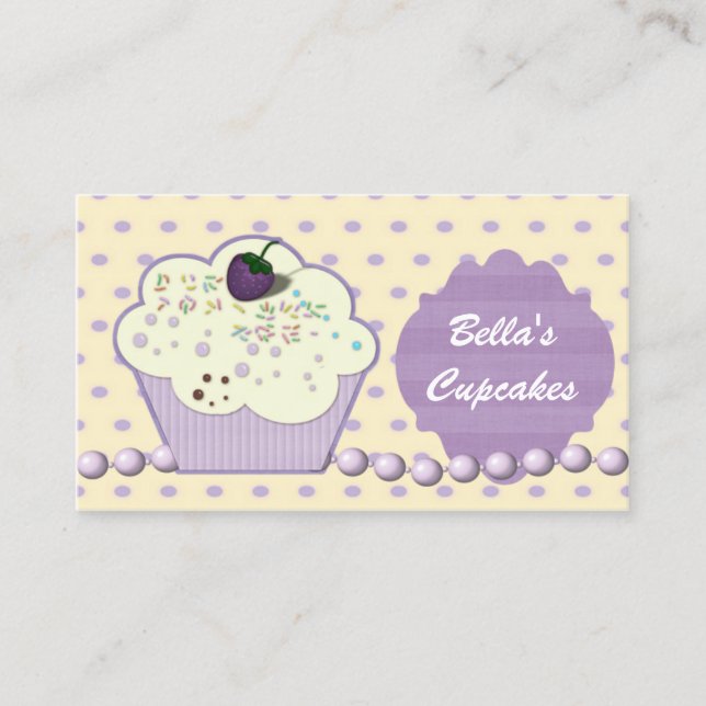 joli carte de visite de cupcake violet (Devant)