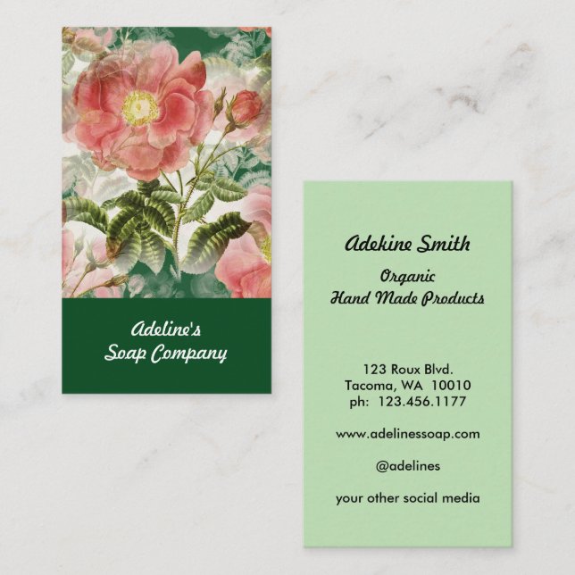 Joli Carte de visite Floral Standard aquarelle (Devant / Derrière)