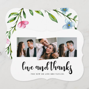 Joli Carte photo de Merci Mariage Floral