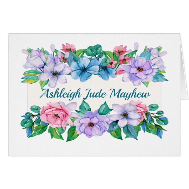 Joli Carte pour notes Floral (Devant Horizontal)