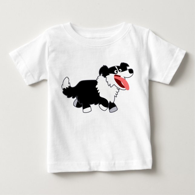 Joli Cartoon Bordure Collie Baby T-shirt (Devant)