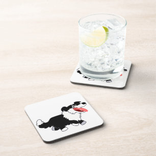 Joli Cartoon Bordure Collie Dessous de verre ensem
