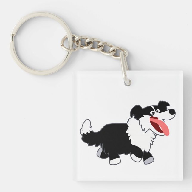 Joli Cartoon Bordure Collie Porte - clé acrylique (Devant)