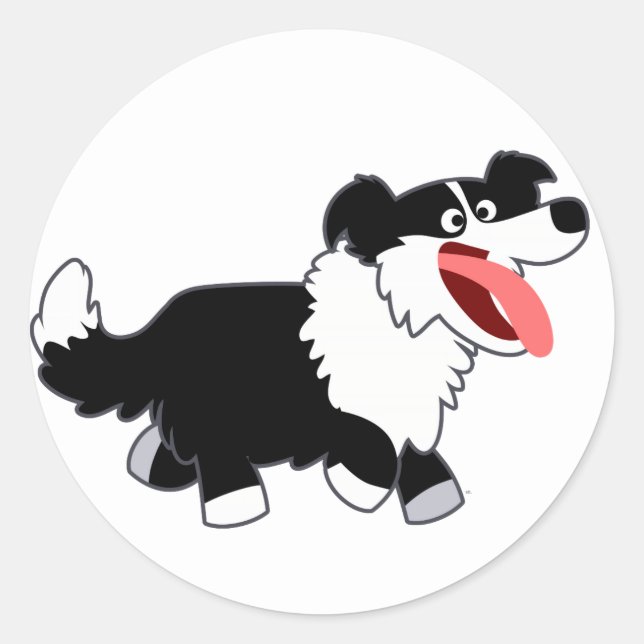 Joli Cartoon Bordure Collie Sticker (Devant)