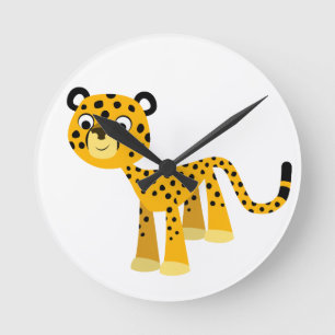 Joli Cartoon Cheetah Horloge murale