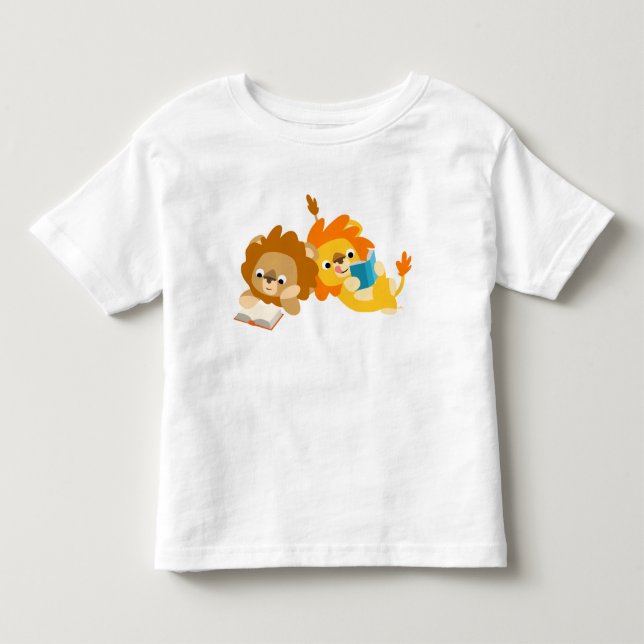 Joli Cartoon Lion Lecteurs enfants T-shirt (Devant)