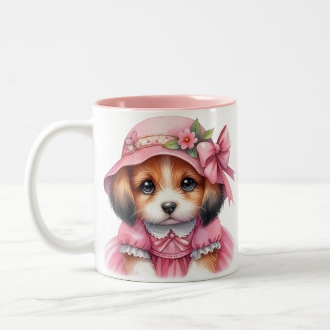 Joli Casquette Rosé Et Robe Rose Mug (Gauche)