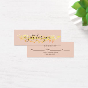 Joli certificat cadeau Jaune Feuille Orange