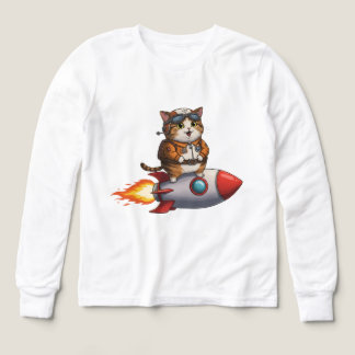 Joli chat astronaute chevauchant une fusée