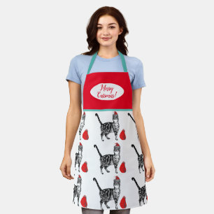 Joli Chat Chats Joyeux Noël Rouge tablier blanc