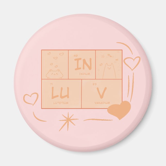 Joli Chat "En Amour" Magnet (Devant)