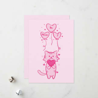 joli chat et ours coeurs roses carte joyeuse de la