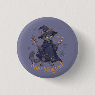 Joli chat magique pour pin's d'Halloween