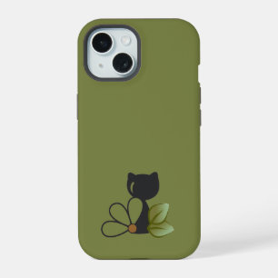 Joli chat noir et fleur – Personnalisé