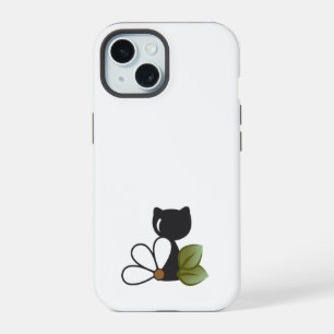 Joli chat noir et fleur – Personnalisé