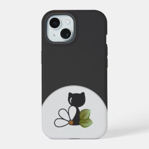 Joli chat noir et fleur – Personnalisé