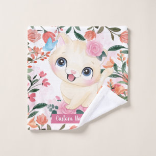 Joli Chat Roses Roses Blush Fleurs Nom Personnalis
