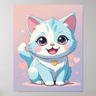 Joli Chaton Bleu Pastel - Affiche Adorable pour la