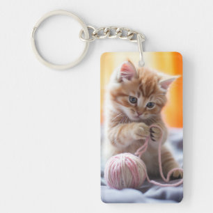 Joli chaton orange jouant avec du fil