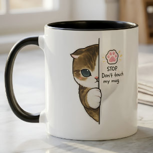 Joli Chaton qui Épie Arrête Ne Touche Pas Ma Tasse