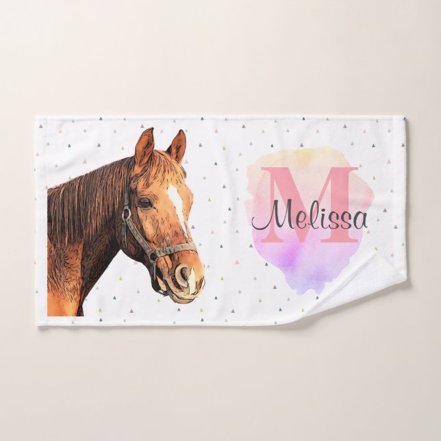 Joli Cheval Animal Equestre Étables Monogramme (Serviette à main)