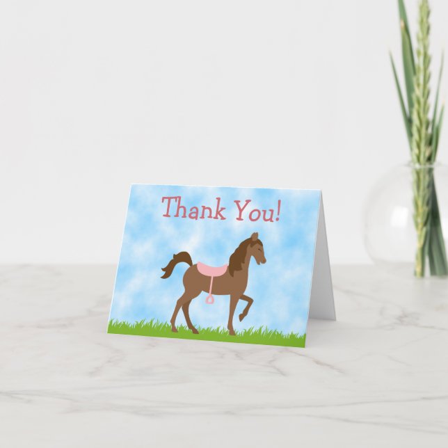 Joli Cheval Brown avec Carte de remerciements à se (Devant)