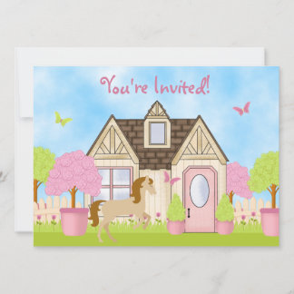 Joli Cheval de Jardin Invitations de fête d'annive