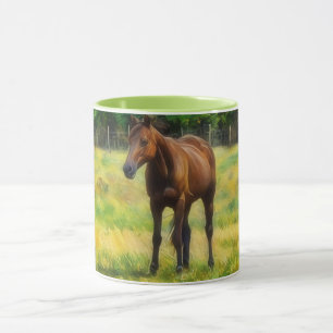 Joli Cheval sur une ferme Cheval Art Mug Cup
