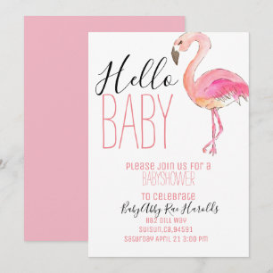 Joli chic flamingo fille baby shower invitation