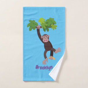 Joli chimpanzé dans la jungle suspendu dessin anim
