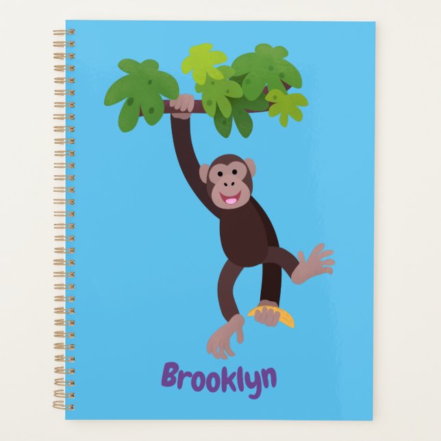 Joli chimpanzé dans la jungle suspendu dessin anim (Devant)