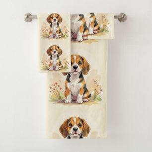 Joli chiot Beagle tricolore noir, fauve et blanc