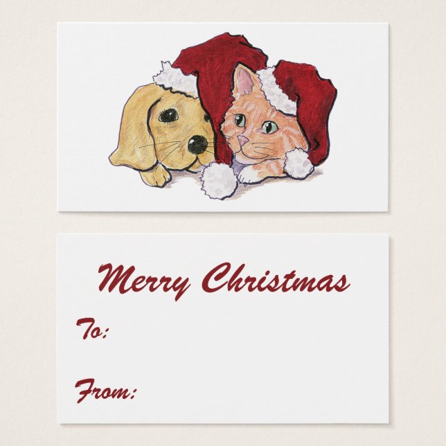 Joli Christmas Labrador Puppy et Orange Tabby (Devant & derrière)