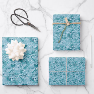 Joli Ciel Bleu Coeurs Plat Enveloppement Feuilles 