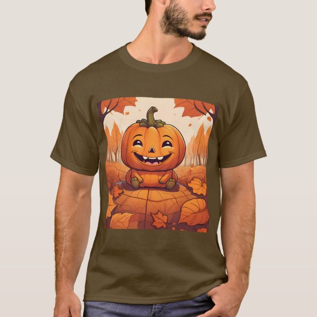 Joli Citrouille Feuilles d'automne T-Shirt (Devant)