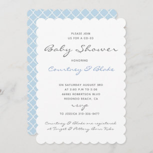 Joli co-Ed Baby Invitation Bleu