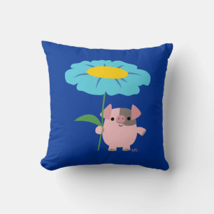 Joli Cochon De Cartoon Avec Coussin Cadeau (Bleu)