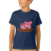 Joli cochon de dessin dans la boue T-shirt enfant