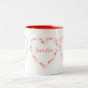 Joli coeur rouge Valentine's Nom Café Mug