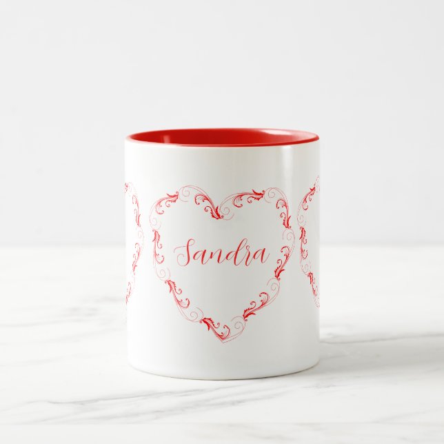 Joli coeur rouge Valentine's Nom Café Mug (Centre)