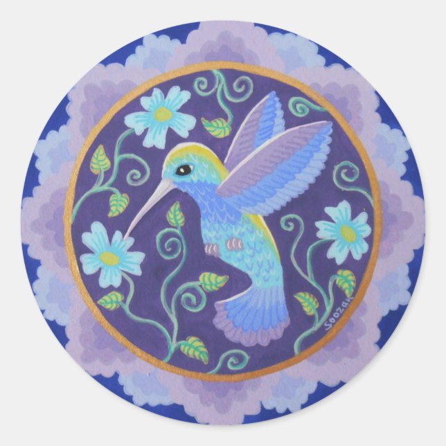Joli colibri autocollants de mandala (Devant)